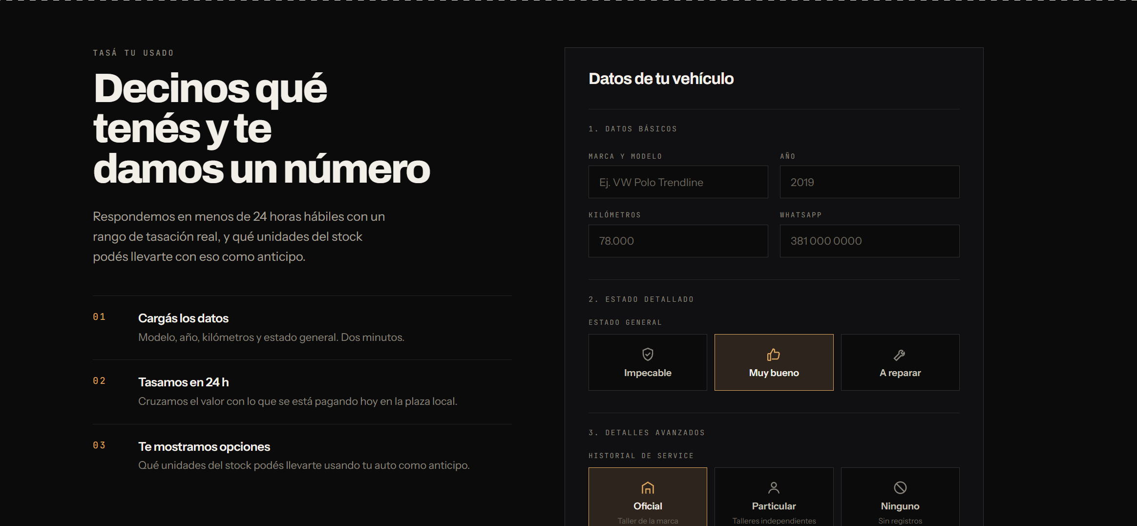 Formulario de tasación online de El Garage Automóviles