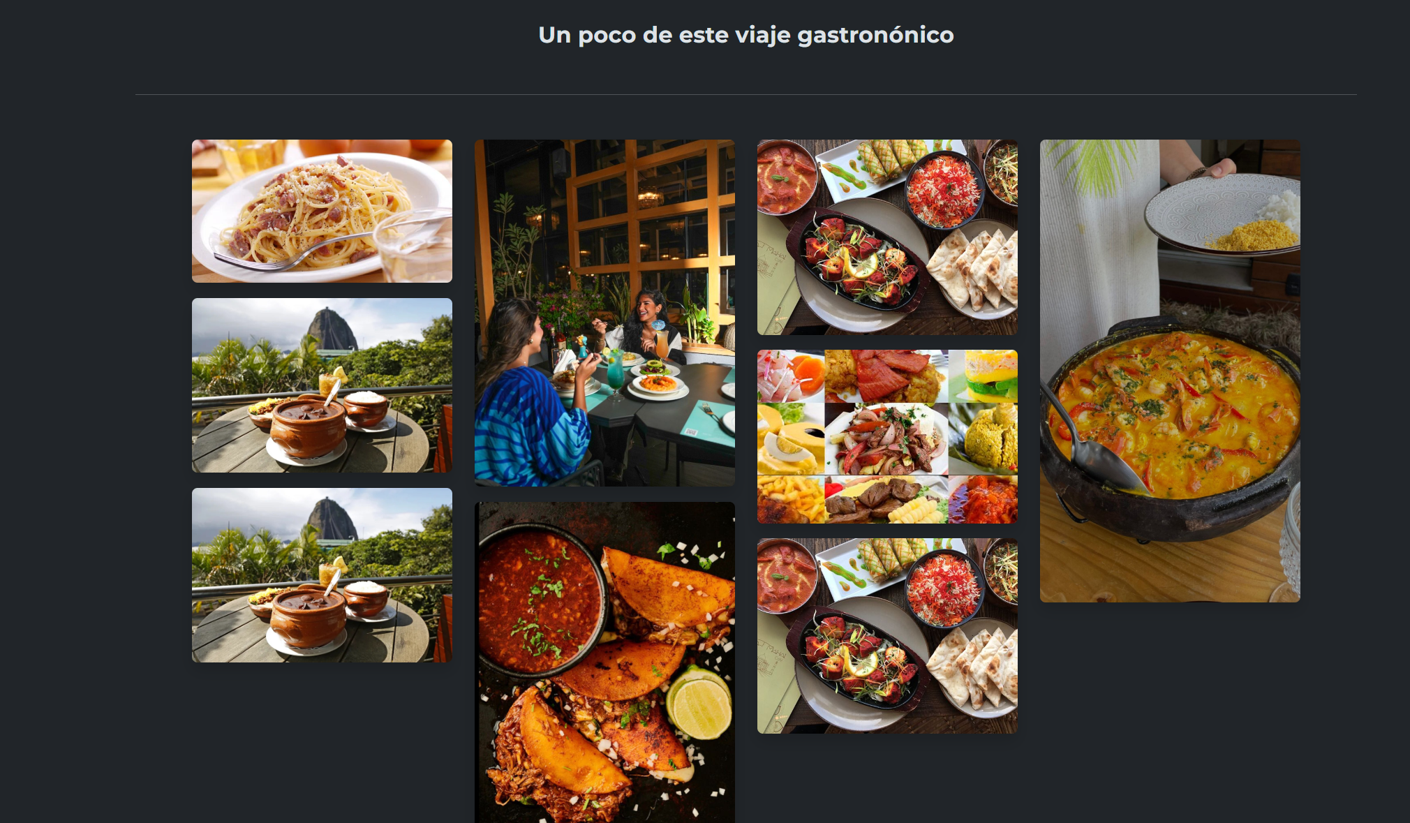 Sección de gastronomía de ViajeroX